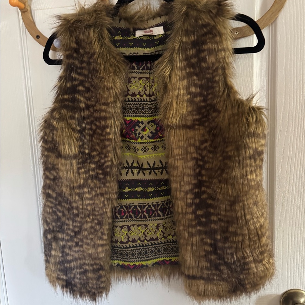 Mossimo Supply Co. Faux Fur Vest with Patterned Lining